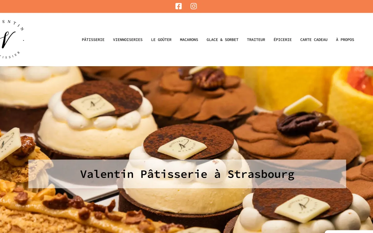 Aperçu du site Valentin Pâtisserie